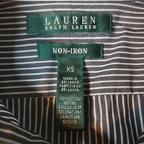 Lauren Gray & White Striped Button Down Shirt (XS) - Picture 5 of 5